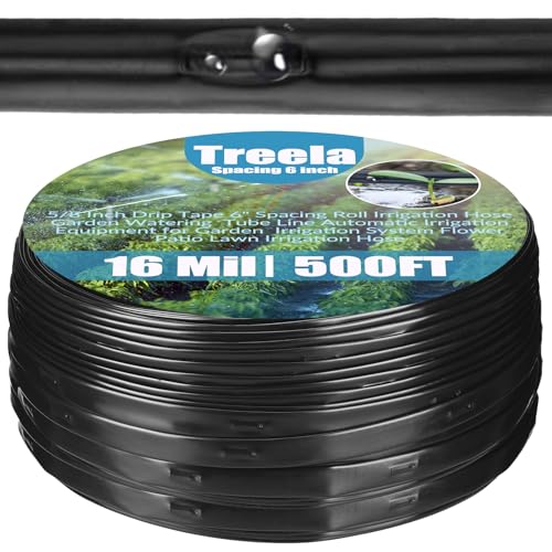 Treela 500ft 5/8 Inch Drip Tape 6' Spacing Roll 16 Mil Irrigation Hose Garden Watering Tube Line...