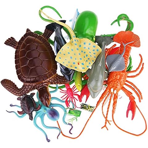 Nabance Large Sea Animal Figures Toys 18PCS Plastic Sea Creatures for Bath Ocean Animals Figures Learning Colour Toy Educational for Child Kids Toddler Gift Cover