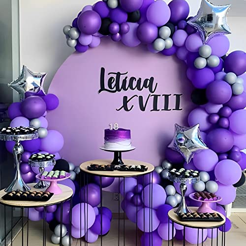 Image of Voircoloria 105pcs Purple Balloons 12inch Party Latex Balloons for Birthday Baby Shower Halloween Wedding Valentine's Day Party Bachelorette Decorations
