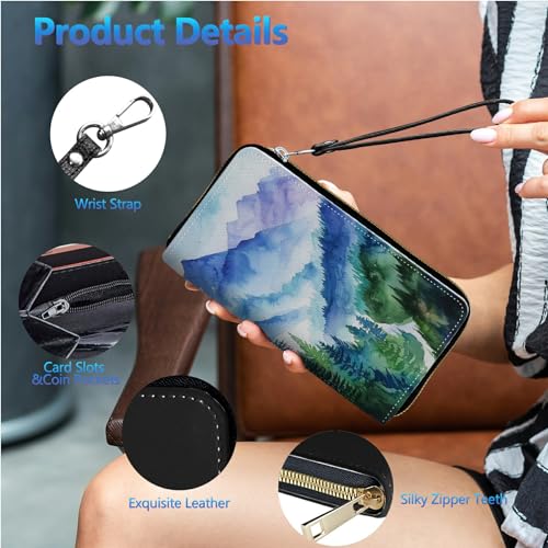 Image of Womens Wallet PU Leather Wristlet Wallets for Women, Large Capacity Lady Fashion Wallet Card Holder Zipper Wallet