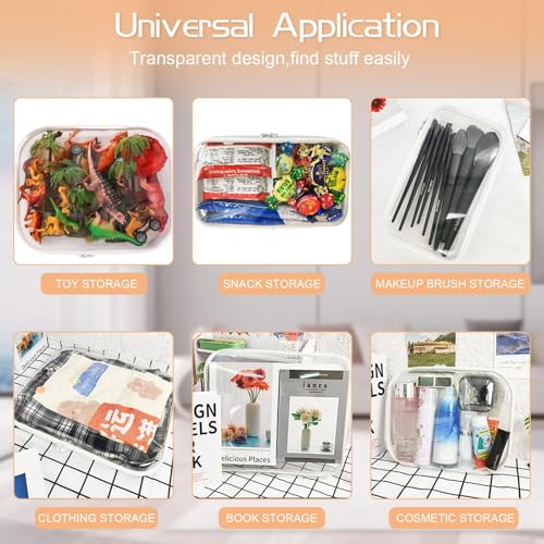 6 Pcs Clear Hard Zipper Case Hard Plastic Zipper Pouches Clear Shell Case Portable Travel Organizer Makeup Bag for Building Blocks Puzzles Cosmetics Makeup Supplies4