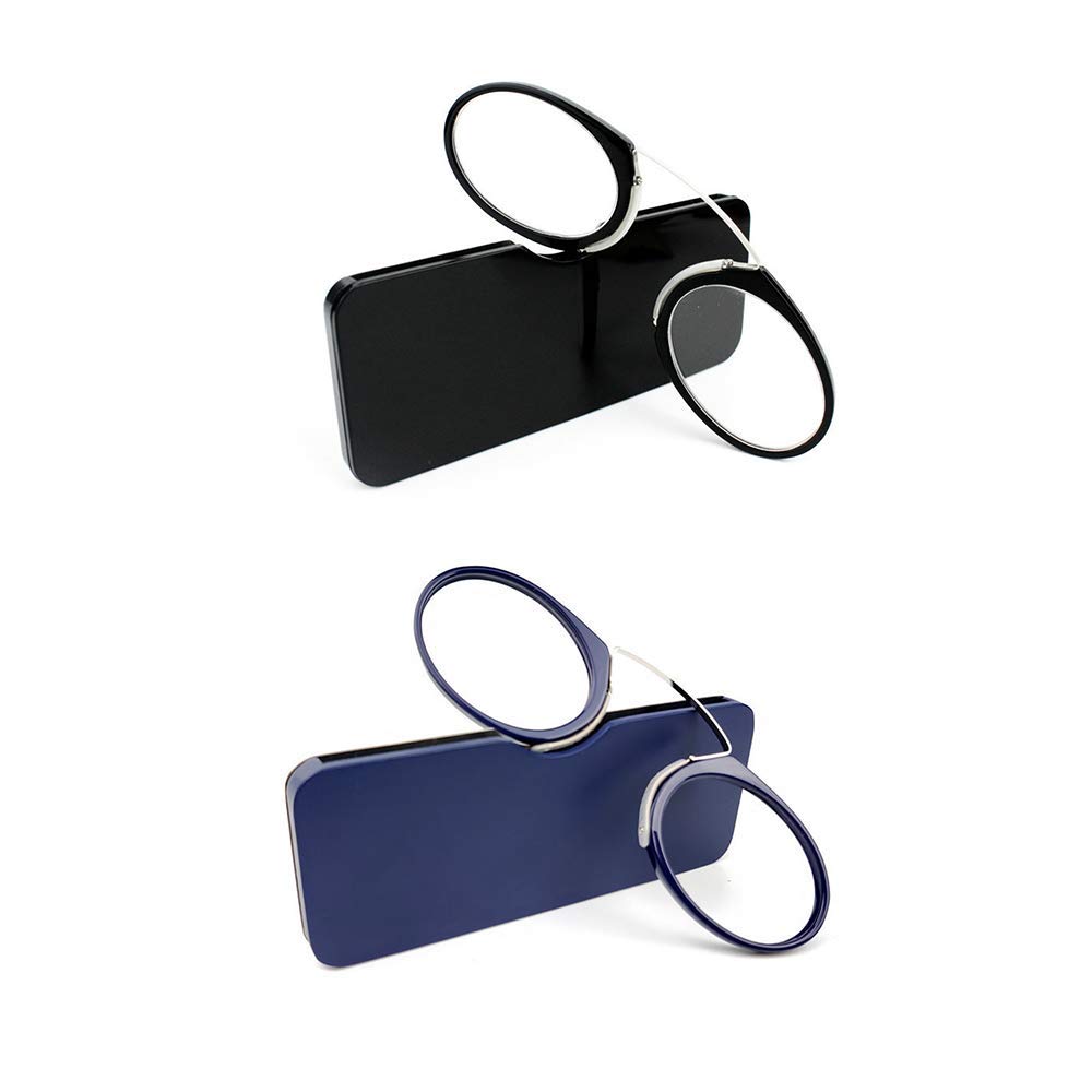 KoKoBin 2er Pack Unisex Lesegläser Kompakte Sehehilfe Mini Nose Clip Bügellose Lesebrille Rutschfest Lesehilfe- Immer griffbereit +3.5