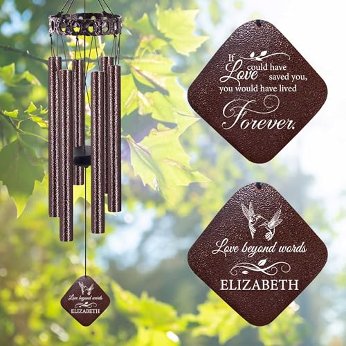 Image of ASTARIN Personalized Memory Wind Chimes, Wind Chime in Memory of Loved One, Bereavement Metal Outdoor Wind Chime 28 inch, Customized Sympathy Gifts for Women /Man