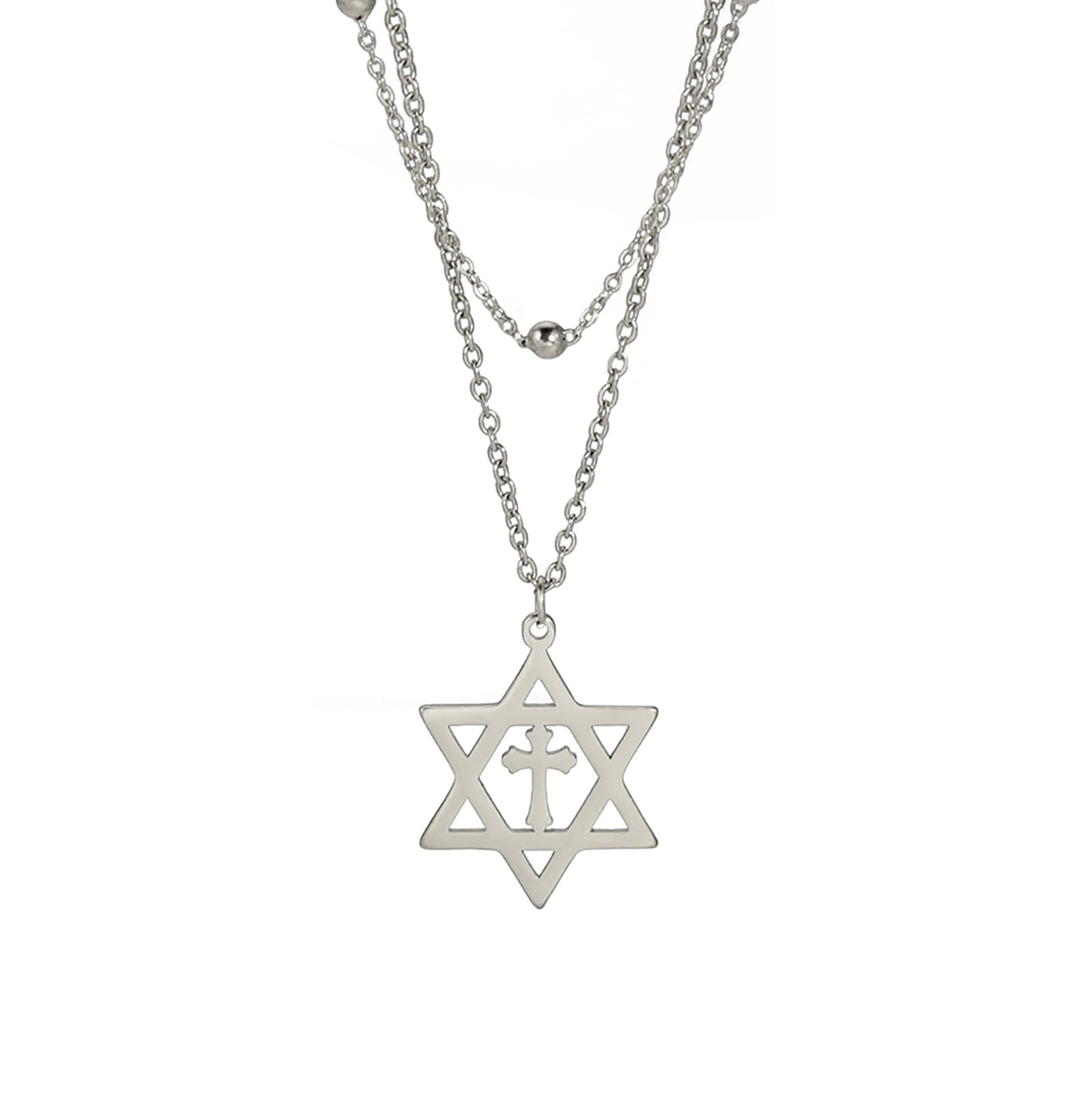 Collana Stella di David per donna Ciondolo esagonale ebraico classico in acciaio inossidabile con collane a croce Gioielli Isaia Amuleto religioso