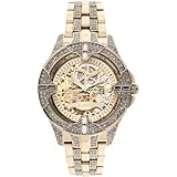 Accutime Elgin Men's Silver and Gold-Tone Analog Skeleton Watch with Crystal Accents (Model FG9919AZ)