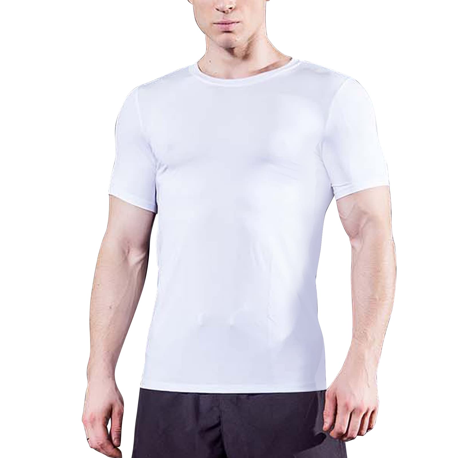 HomyComy Maglia a Compressione Uomo Maniche Corte T-Shirt Running Maglia Sportiva da Ciclismo Fitness
