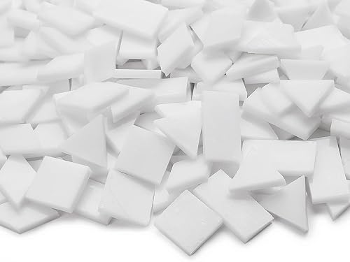 Miniatura 3 de Lanyani Azulejos de mosaico de vidrio multicolor - formas mixtas, 200 piezas, blanco regular