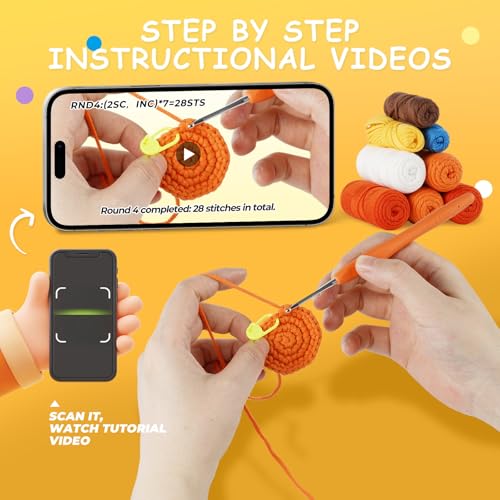Image of Gipony Crochet Kit for Beginners Animal,Crochet Animal Kits,Crocheting Kit for Starters,Learn to Crochet with Step-by-Step Video Tutorials,Beginner Crochet Kits Adults(2 Pack ​Fox)