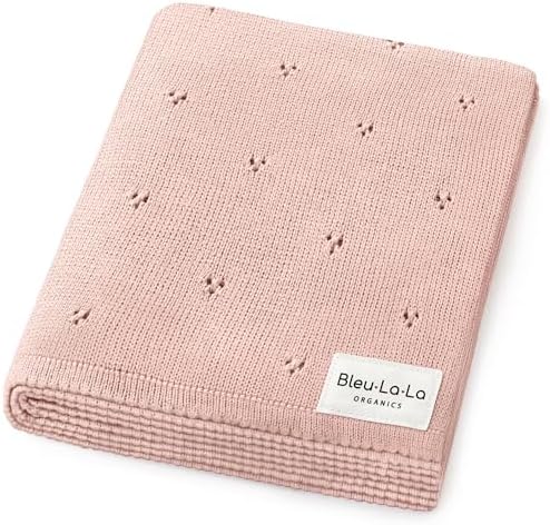 Organic Pointelle Receiving Swaddle Blanket for Girls - 100% Luxu...