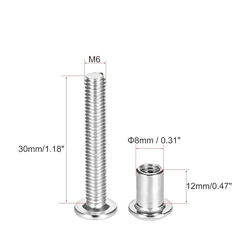 Miniatura 16 de uxcell Poste de tornillo para orificio de 5/16 pulgadas (0.315 in) de diámetro, hebilla de cinturón macho M6x16mm, pernos de encuadernación de cuero