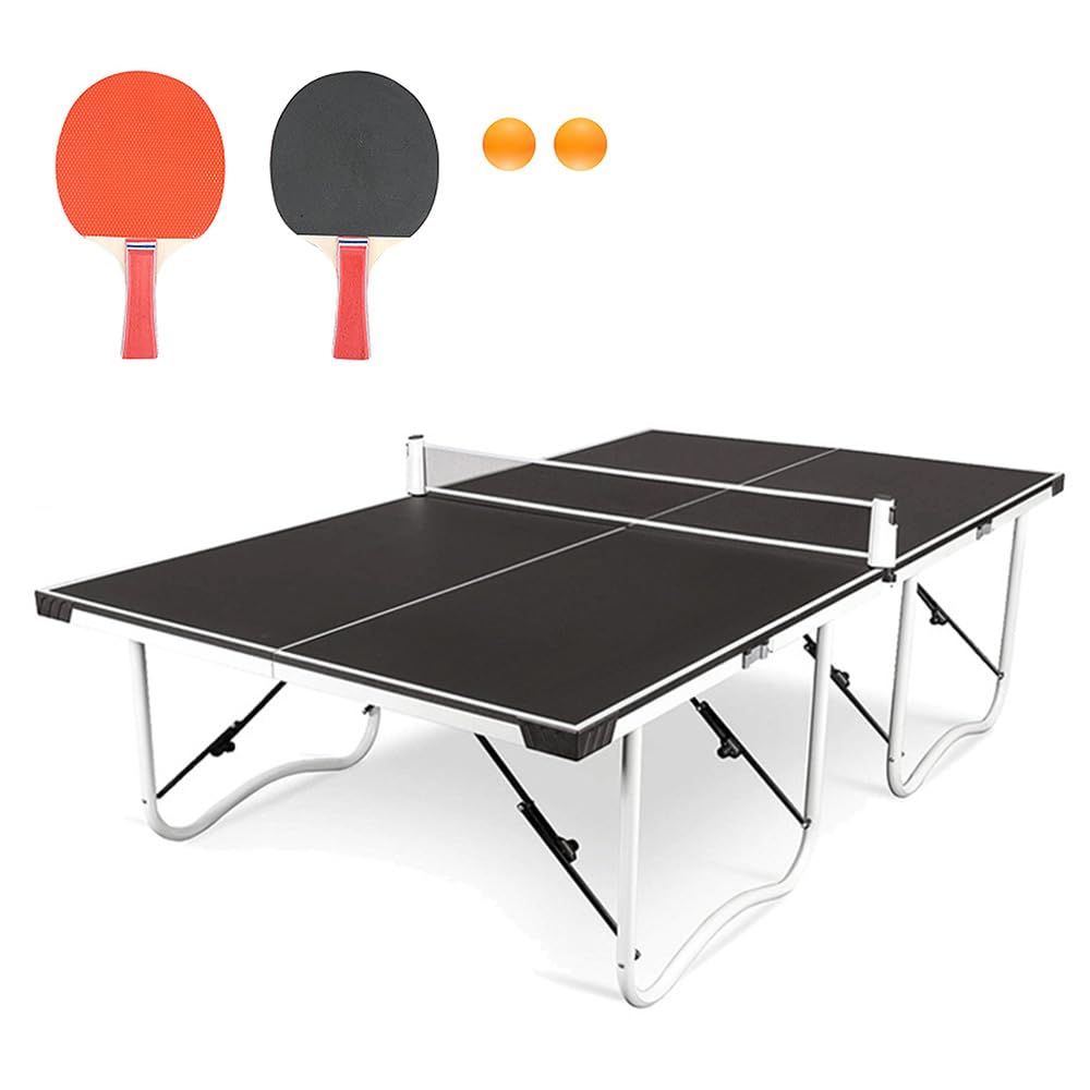 Tavolo da ping pong pieghevole da 2,7 m con rete, 2 racchette e 2 palline, portatile, di medie dimensioni, per interni ed esterni