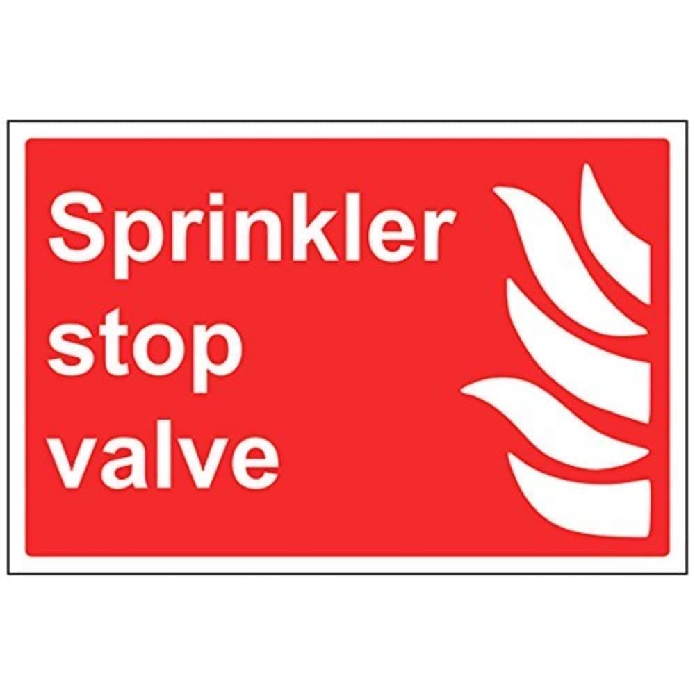 V Safety Sprinkler Stop Valve Sign - 300mm x 200mm - 1mm Rigid Plastic