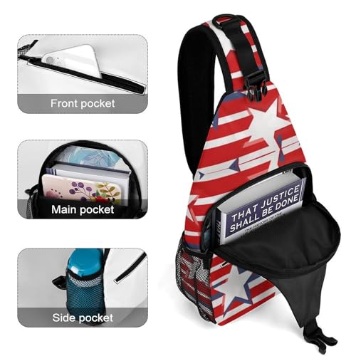 Mochila tipo sling con bandera rayas estrellas blanca miniatura 4