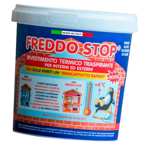 Eurocali Freddo Stop Tecnostuk lt.1 Rivestimento Termico Traspirante per Interni ed Esterni Made in Italy - Termoisolante per Muri Molto Freddi Freddostop