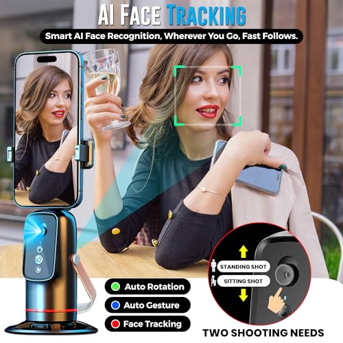 Image of WeCool G2 AFT Ai Auto Face Tracking Tripod Motion Sensor with 360 Rotation, 2200mAh Battery, AI Intelligent Lens, 1.8m Tripod Mount Support for Android, iPhone, and Ring Light Compatibility