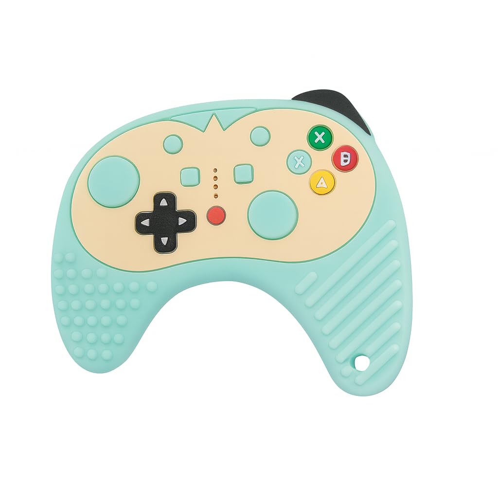 DTR Creation Baby Game Controller Teether Toy ? Soft Silicone Chew Toy for Infants | BPA-Free Food-Grade Material | Fun Design for 3+ Months Boys & Girls (Green)-image-32