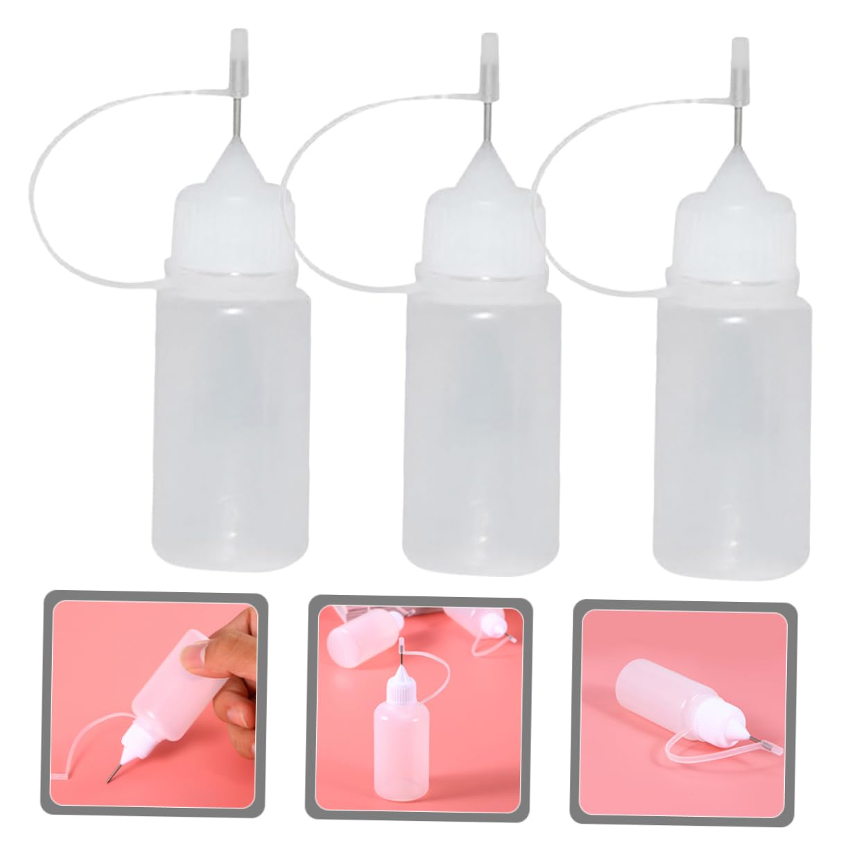 Botella Exprimible de Pegamento Aguja de Precisión para Proyectos Diy, 30 Ml, Plástico Blanco y Acero Inoxidable, Paquete de 15 Piezas para Manualidades