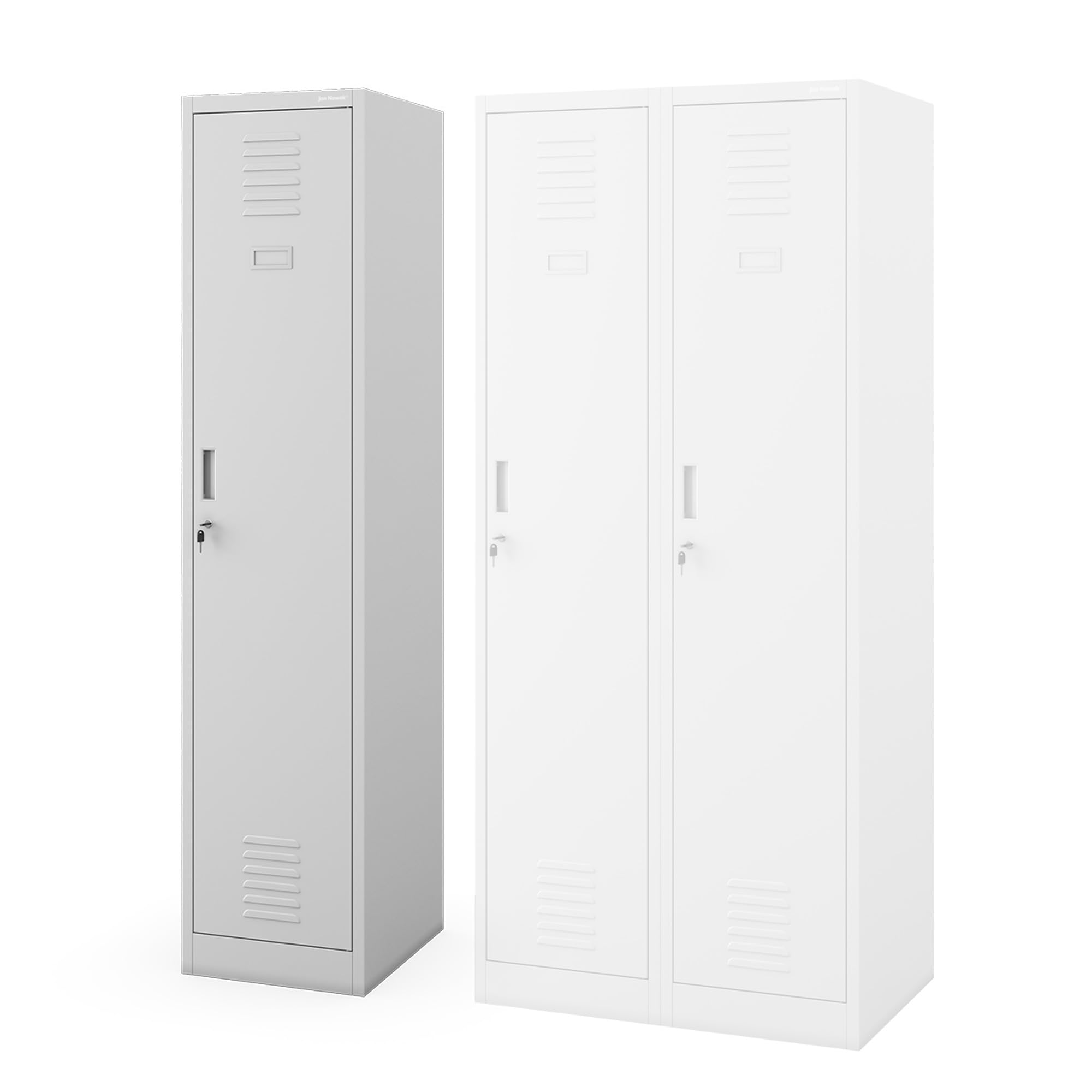 Jan Nowak Kleiderspind Metall abschließbar Garderobenschrank Umkleideschrank Schließfachschrank, 40 x 180 x 50 cm, Stahlschrank für Sozialraum mit Trennwänden, Lüftung und Kleiderhaken Grau