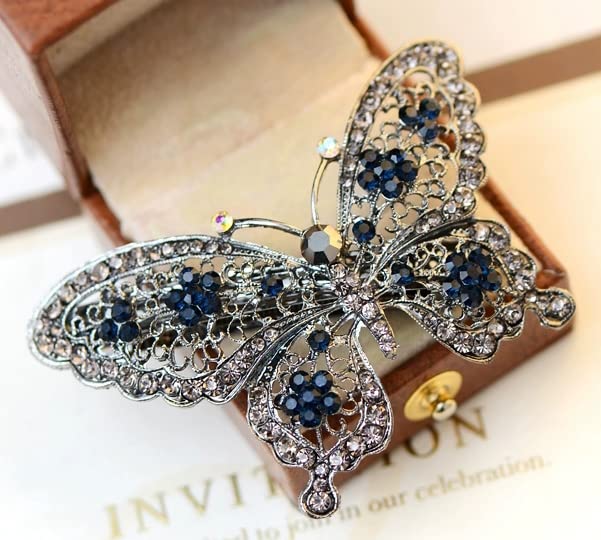 Pinza de Pelo Mariposa con Cristales Azul miniatura 6