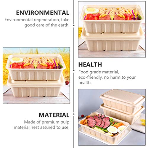 Cabilock 10 unidades de caixa de recipientes de alimentos biodegradáveis com tampas Bento para micro