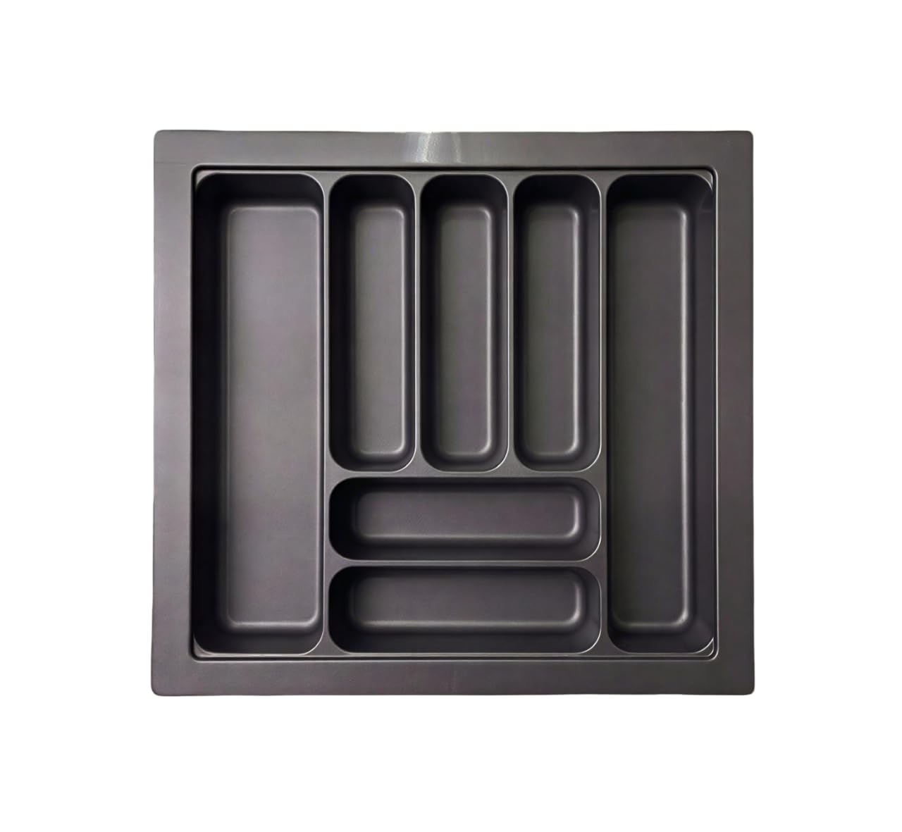 Portaposate per Cassetto Cucina 60 cm - Organizzatore Posate 536x482 mm - Plastica Grigio Antracite Robusta - 7 Scomparti