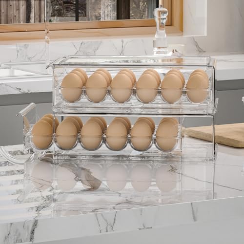 Ettori 31.1939.P001-00-M000 Egg Container For Refrigerator Bpa Free Refrigerator Organizer Bins,Stackable Egg Holder For Refrigerator,18 Egg Tray,Clear thumb #1