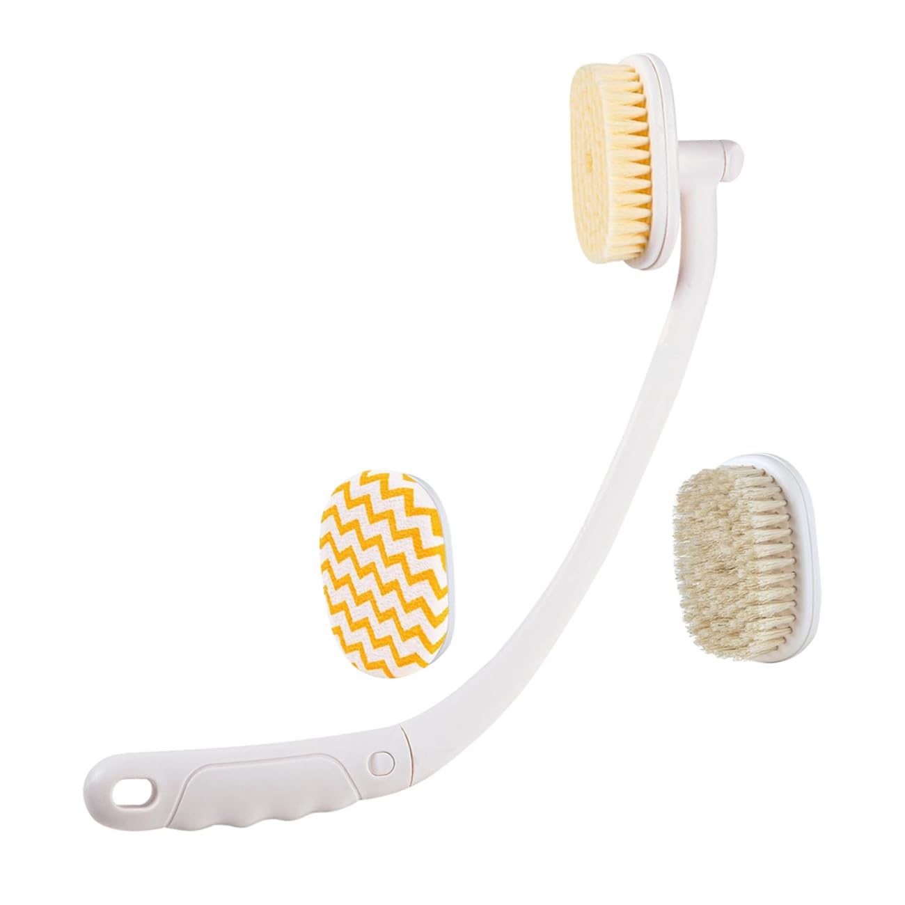 POPETPOP Cepillo de Ducha Espalda con Mango Largo y Curvado de Abs, Uso Húmedo y Seco para Exfoliar y Alcanzar Zonas Difíciles Baño