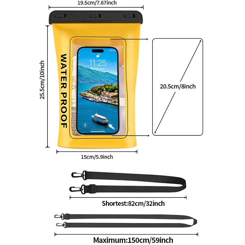Bolsa seca de 1.8L - Mochila/Funda para teléfono/bolsa de correo con correa cruzada - Esencial para vela y kayak - Camping, natación, playa, pesca, pantalla táctil (Blanco) miniatura 2