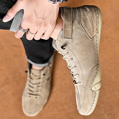 baobeijiadao Men's Beck Shoes Waterproof Non Slip High Top Chukka Boots Handmade Suede Caual Outdoor Sneakers4