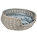 RM E-Commerce Cama para perros, cesta para perros, de mimbre, diámetro de 65 cm, con cojín gris, para perros y gatos