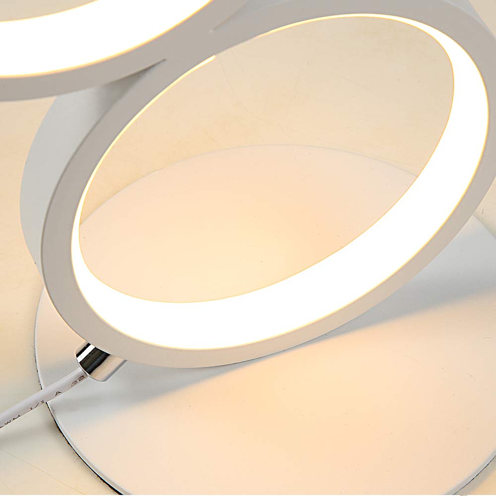 GBLY Lámpara de mesa LED táctil regulable lámpara de noche moderna anillo | lámpara de escritorio blanca lámpara de noche blanca cálida con interruptor y enchufe para dormitorio sala de estar estudio