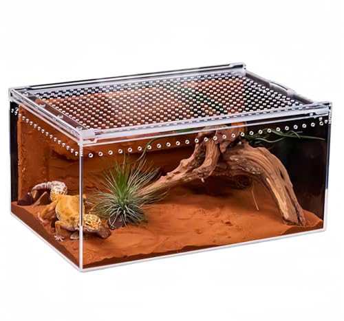Chengshuang レプタイルボックス アクリル素材 トランスペアレント 爬虫類ケージ 飼育ケース 昆虫飼育ケース 爬虫類用飼育ケージ 飼育容器 トカゲ/クモ/カエル/亀/蛇/蛙/昆虫など適用 (30*20*15cm)