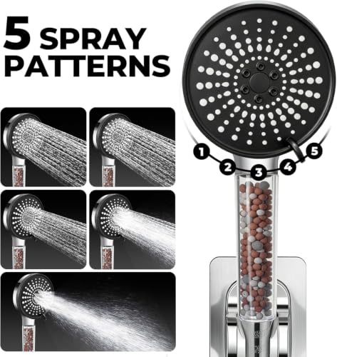 Image of Filtered Shower Head,8 Inch Rain Shower Head with Handheld Spray Combo, Adjustable High Pressure Rainfall Shower Head, Dual Showerhead Set with Extension Arm and 60 Inch Long Shower Hose(Silver)