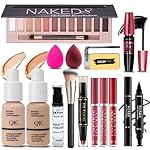 All in One Makeup Kit for Women Full Kit, 12 Colors Eyeshadow, Foundation & Primer, Lipsticks, Eyeliner, Mascara, Contour Stick, Brow Soap, Makeup Brush & Sponge, Make Up Gift Set for Women, Teens