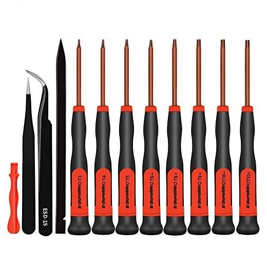 12 teilig Torx Schraubendreher Set T3 T4 T5 T6 T8 T9 T10 T15 Sicherheit Torx-Treiber mit ESD Pinzette Feinmechaniker Schraubendreher Set für Xbox PS4 Ring Türklingel Klappmesser Mac Computer