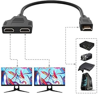 HDMI Splitter 1 in 2 Out, HDMI Output Splitter Adapter for Dual Monitors Male 1080P to Dual HDMI Female 1 to 2 Way HDMI Splitter Adapter Cable for HDTV HD, LED, LCD, TV