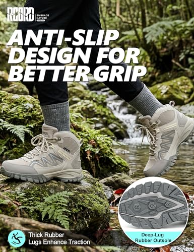 Image of R CORD Women's Hiking Boots, Waterproof Lightweight Trail Shoes with Non-Slip Grip, Comfortable Mid-Cut Outdoor Boots for Hiking, Camping, Travel & Everyday Adventures