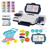 Scanner simulé avec lumière et son : appuyer sur le bouton du scanner déclenche un bip et des lumières clignotantes, la caisse enregistreuse jouet offre aux enfants une expérience de numérisation réaliste, tout comme dans les vrais magasins..Cette interaction sensorielle améliore l'excitation du jeu de simulation.