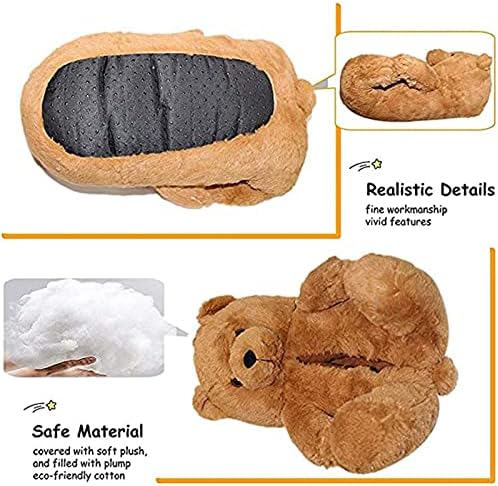 QWASZX Women's Teddy Bear Plush Slippers,Cute Novel Warm Non Slip Winter Floor Thick Furry Animal Shoes,Best Christmas/Birthday Gift For Girls/Boys(Size:4.5-8) blue-One size