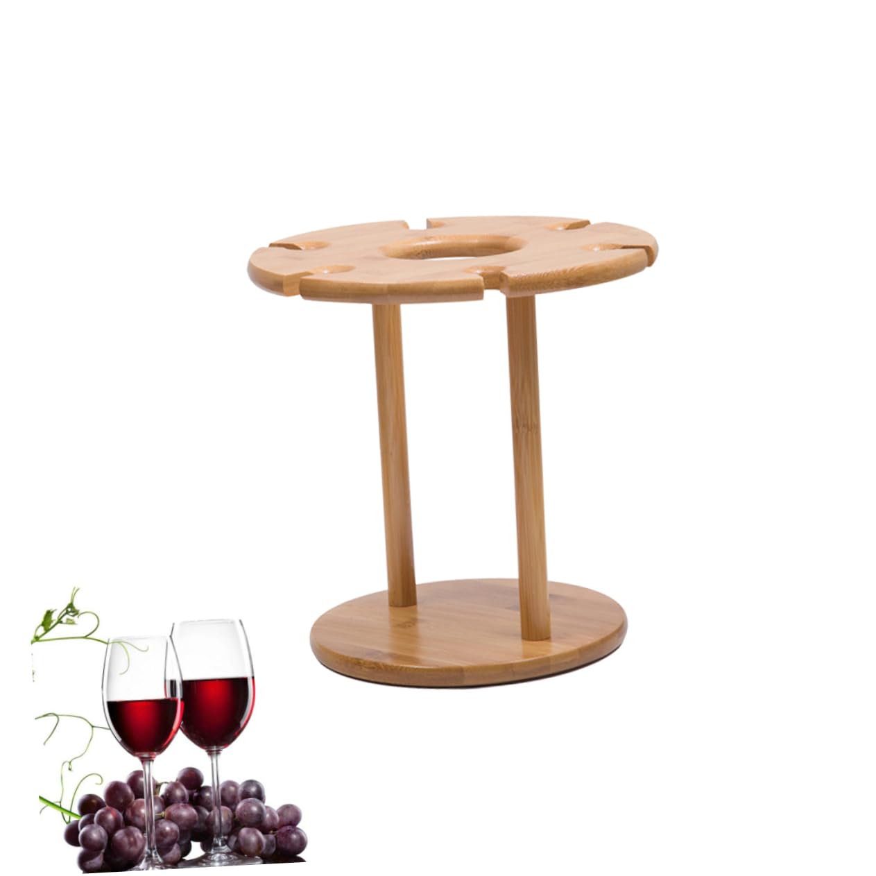 GRIRIW 6Holes Wine Glass Drying Rack Solid Wooden European Style Holder for Goblets Upside Down Design with Easy Assembly Present for Wine Lovers Construction