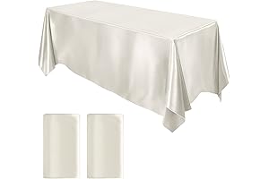 MCEAST 2 Packs Satin Tablecloth - Ivory Silk Tablecloth