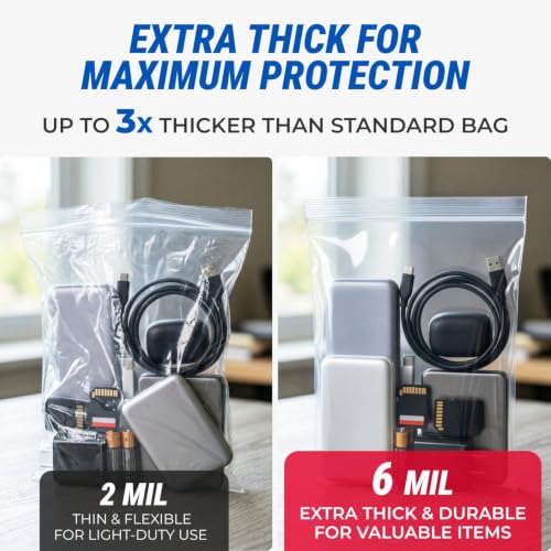 12" x 15" Medium Reclosable Plastic Zip Bags, 25 Count by Paclord - Image 3