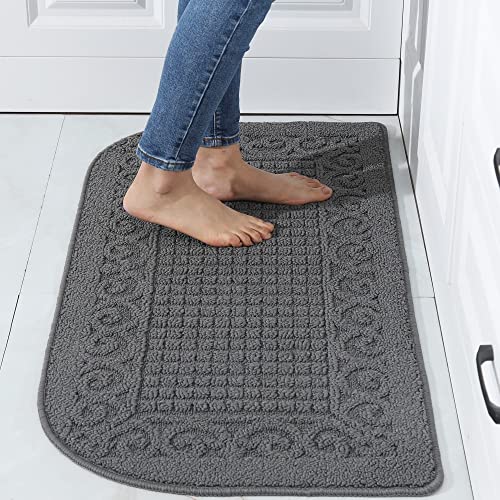 39X20Inch Anti Fatigue Kitchen Rug Mats Are Made Of 100% Polypropylene Half Round Rug Cushion Specialized In Anti Slippery And Machine Washable,Grey #TOP14