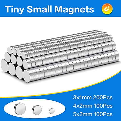 Trymag Small Magnets, 400Pcs Rare Earth Magnets, 3 Different Size Tiny Mini Magnets For Crafts, Small Round Fridge Magnets For Miniatures, Refrigerator, Office, Kitchen Cabinet, Round Button Magnets #TOP4