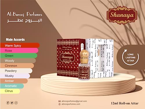 Image of Al-Burooj Perfumes Shanaya Luxury Unisex 100% Alcohol Free Long Lasting Attar Liquid Perfume (12 Ml) Floral Attar (Musk, Amber, Citrus, Woody, Rose, Spicy)