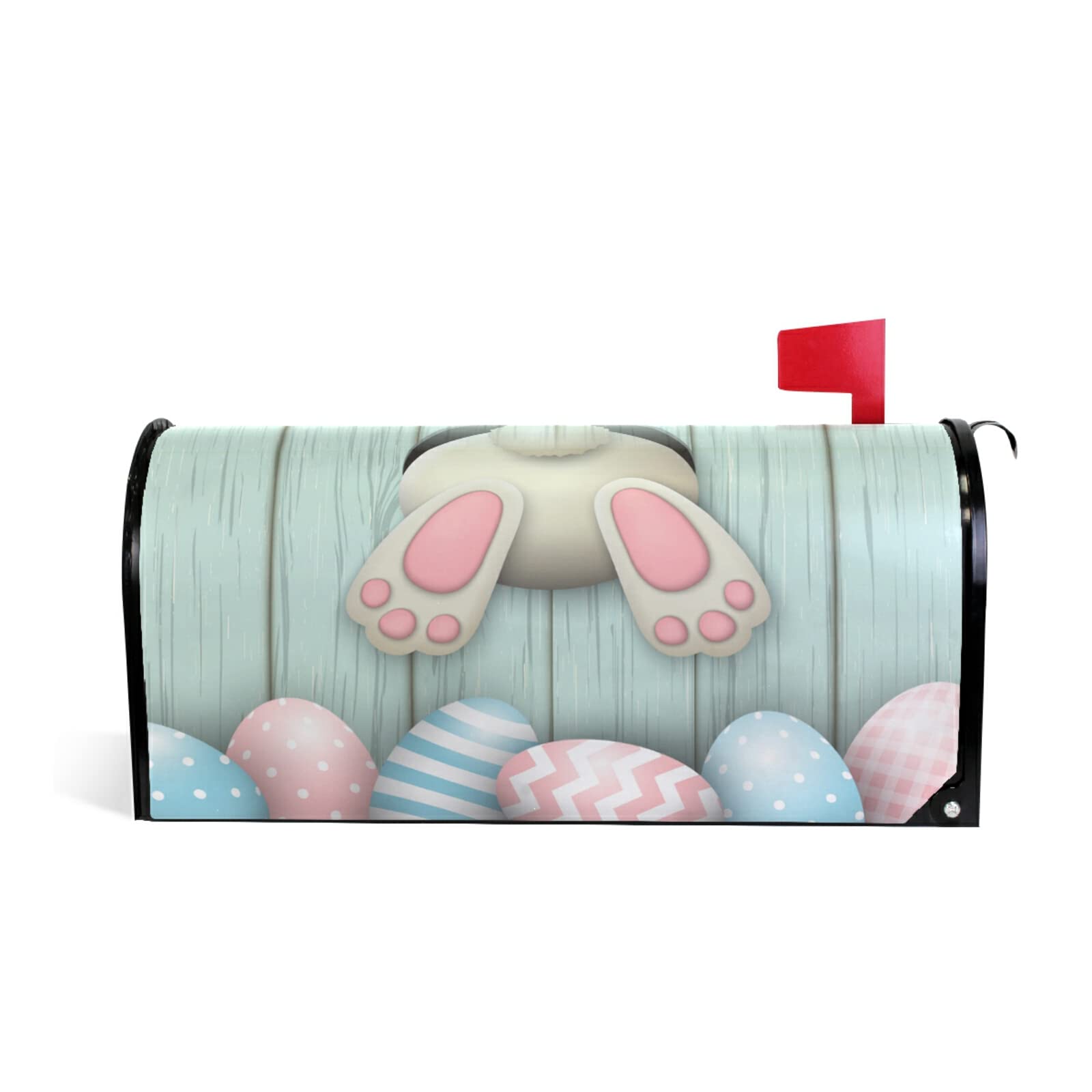 Naanle Funny Easter Bottom Eggs Magnetic Mailbox Cover, Spring Eatsr Holiday Mailbox Wrap Home Decorative for Large Size 25.5”(L) x 20.8”(W)