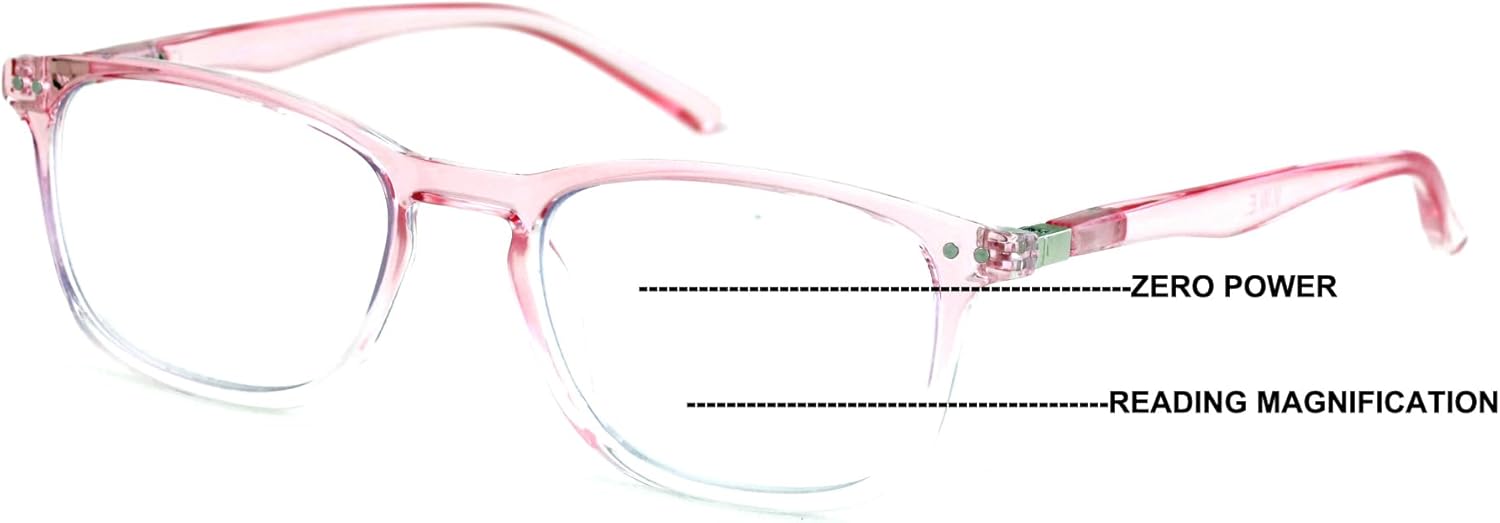 V.W.E. Lightweight Progressive Clear Bifocal Reading glasses - No Line or Bubble - Zero Power on Top Reader Translucent Slim - Image 2