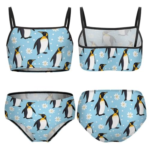 Cute Penguins Girls Swimsuits Two Piece Bikini Sets Beach Sport Swimwear Bathing Suit3