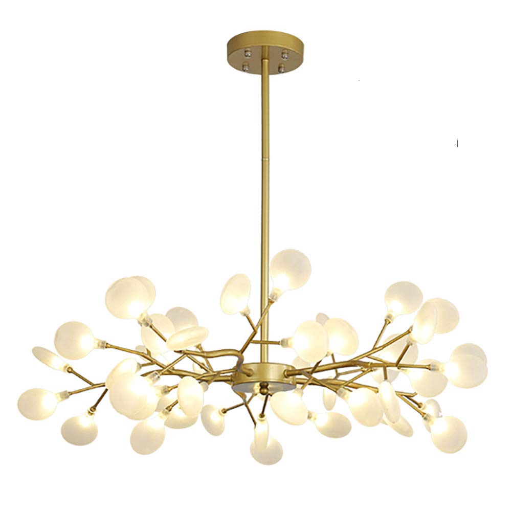 HXYSXHJUO Nordic Firefly Sputnik Chandelier,Modern 45-Lights LED Branch Pendant Light Adjustable Indoor Hanging Ceiling with Glass Shade for Living Room-Frosted lampshades 45