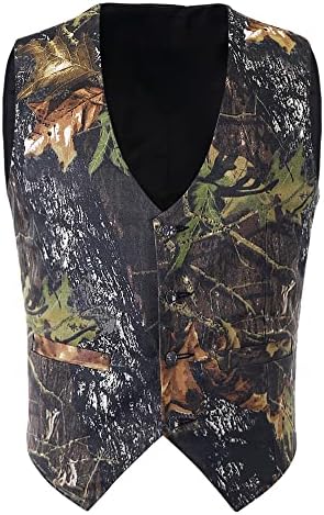 GSQWAHS Camo Vest for Men Camouflage Wedding Mens Vest Hunting waistcoat Tuxedo Vest Men's Outerwear Vests